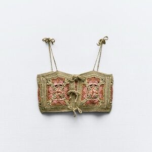 Zara Crochet Crop Top with Tie Straps